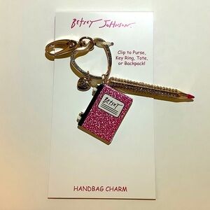 Betsey Johnson Handbag Charm With Pencil & Notebook New
